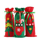3 Pcs Red Christmas Wine Bag Bottle Set Dining Room Table Decor Cover