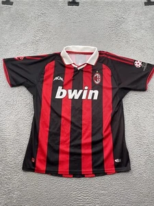 AC Milan Soccer Jersey Adult XL Extra Large Red Black Striped 2007-2008 Bwin - Picture 1 of 13