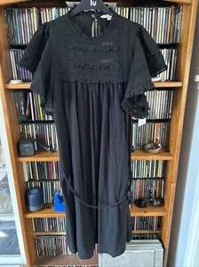Boden Black S/sleeve Dress 100% Cotton lovely lace sleeves Size 14 Nwt £98 - Picture 1 of 10