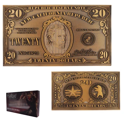 Fallout New Vegas Replica NCR $20 Embossed Limited Edition Metal Bill with Stand - Image 1 of 4