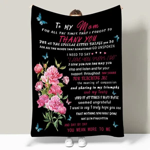 Blue Butterfly Pink Floral Mothers Throw Blanket for Couch Bed Sofa Office - Picture 1 of 6