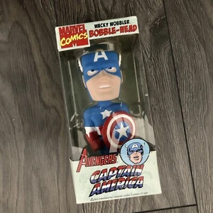 Captain America Marvel Bobble Head Wacky Wobbler 2008 Funko New Avengers - Foto 1 di 6