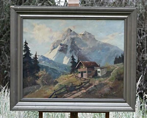 Adolf Schluter (1890-1978) - Wettersteingebirge, con pintura al óleo Kranzberg Hütte - Imagen 1 de 10