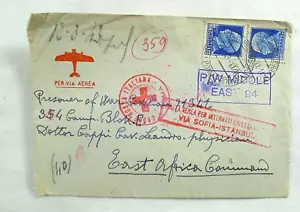 kenya pw ww2 PRISONER WAR LETTER STAMP RED CROSS AIRMAIL BRESCIA - Picture 1 of 3