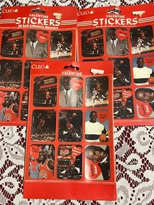 3 Sets Vintage Michael Jordan Valentines Day Stickers Cleo NBA Bulls NOS Sealed - Picture 1 of 8