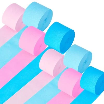 Serpentinas de papel crepé rosa azul 8 rollos 656 pies decoraciones reveladoras de género Foto 1 de 4