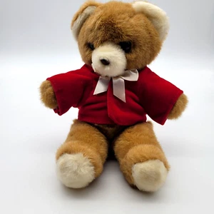 Vintage 80s Mary Meyer Plush Bear Red Coat Bow Tie Stuffed Animal - Picture 1 of 6