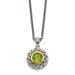 14k/Silver Two-Tone Sterling Silver 14k 14kt Peridot Necklace 18 inch PENDANT - Picture 1 of 2
