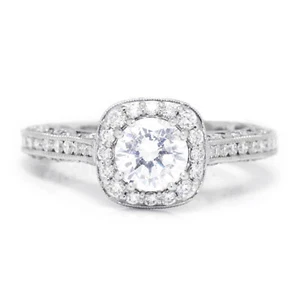 Tacori Classic Crescent Cushion Halo Engagement Ring Semi-Mount 18K - Picture 1 of 6