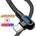 USB C Angle 90 Degree Fast Charging Cable for Samsung Huawei LG sony Type C
