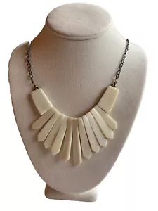 Vintage Real Bone Beads Bib Necklace 20” Ethnic Tribal - Picture 1 of 5