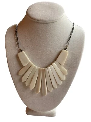 Vintage Real Bone Beads Bib Necklace 20” Ethnic Tribal - Image 1 of 4