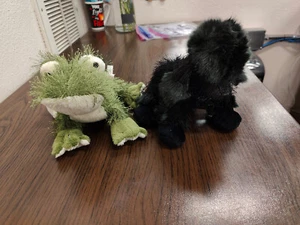 T2- Lot of 2 Ganz Webkinz Black Dog Green Frog Plush Animal Toy Puppy No Code - Picture 1 of 6