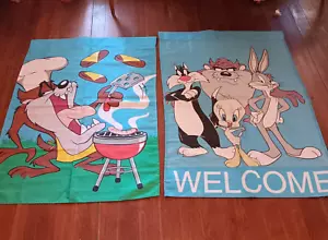 2 X Bandera Diablo Tazmanian Taz De Colección Barbacoa Parrilla Looney Tunes 1997 RARO Bienvenido - Imagen 1 de 2