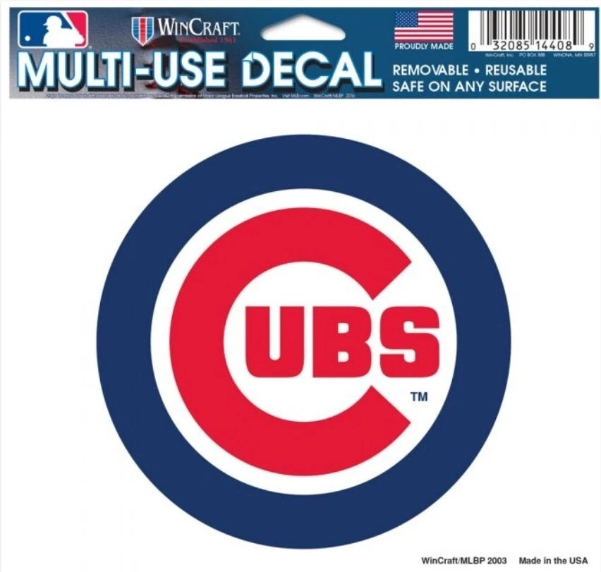 CHICAGO CUBS MULTI-USE DECAL -CLEAR BCKRGD 5" X 6" - Image 1 of 1