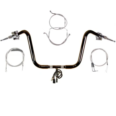 1 1/4" Black 12" Ape Hanger Handlebar Kit 1998-2006 Harley Road Glide w/Cruise - Изображение 1 из 4