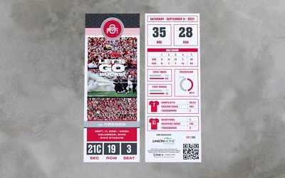 The Ohio State Buckeyes Official Ticket Stub Vs Oregon Ohio Stadium 9.11.21 - Image 1 of 4