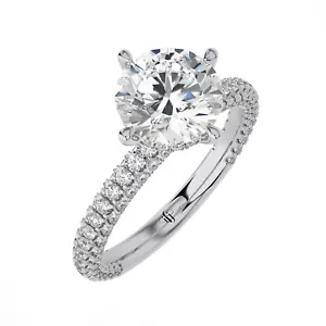Anello di Fidanzamento Diamante Coltivato in Laboratorio 2,35Ct Certificato IGI Taglio Tondo Oro Bianco 14k - Foto 1 di 17