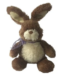 Gund Bobtail Cream Brown Bunny Rabbit Plush Stuffed Toy 13” 36324 Purple Bow - Picture 1 of 9