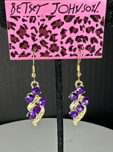 Neu Betsey Johnson Strass lila Tropfen Ohrringe - Bild 1 von 4
