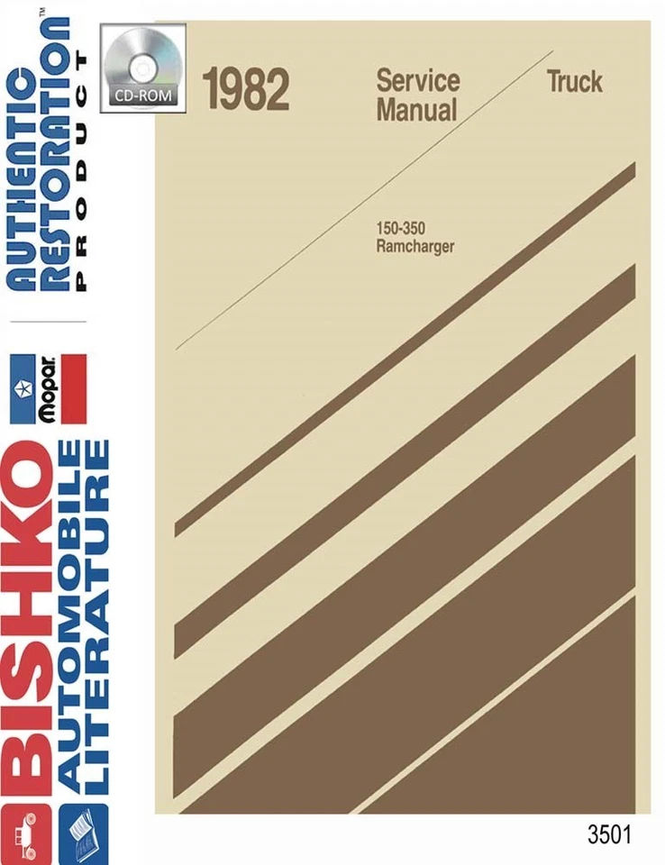 1982 Dodge D/W 100-350 Truck & Ramcharger Shop Service Repair Manual CD Engine - Image 1 of 1