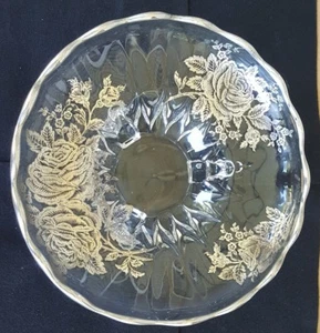 Vintage Sterling Silber Überfang Glas Mittelschale - Bild 1 von 4