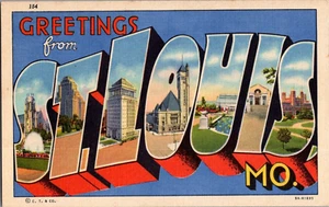Lino carta grande de St. Louis Missouri sin publicar - Imagen 1 de 2