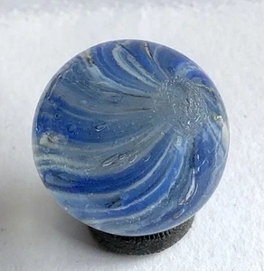 Handmade German Onionskin Marble Blue/White Slightly Shrunken Marble 0.900” - Picture 1 of 8