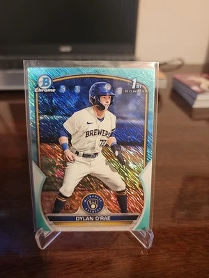 Dylan O'Rae 2023 Bowman Chrome 1st Aqua Shimmer #118/125 Brewers  - Image 1 of 3