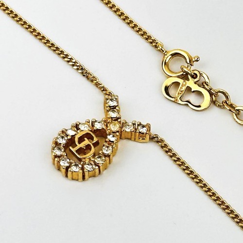 Collana Dior cristallo placcato oro logo CD pietra