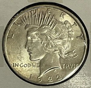 Dólar de plata Peace 1922 Philadelphia Mint 26,73 gramos 90 % plata fina 38,1 mm - Imagen 1 de 4