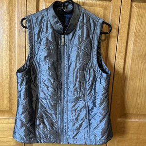 Westbound Padded Vest Women's Medium Silver Metallic Gray W/Pockets Zipper Shiny - Picture 1 of 10