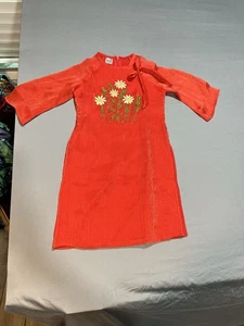 Red Ao Dai Vietnamese Embroidered Lua Tay Thy Long Dress Girls 8 - Picture 1 of 10