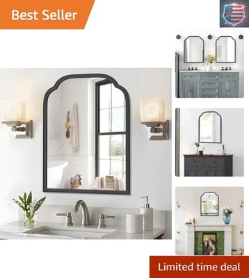 Elegante espejo de tocador negro 18x24 con vidrio irrompible y elegante marco de metal Foto 1 de 4