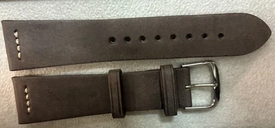 22 Mm Rado Velour Leather Watch Strap Brown Neutral Steel Buckle - Image 1 of 2