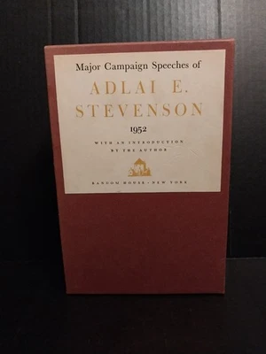 Signed 1952 Major Campaign Speeches Adlai E. Stevenson Random House Ltd 1st Ed - Image 1 of 4