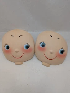 Lot: 2 ca. 8 Zoll gepresste Stoffpuppe Gesichter Handwerk neuer alter Bestand um 1960 - Bild 1 von 7