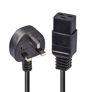 LINDY 30459 2m UK 3 Pin Plug to IEC C19 Power Cable Black - Afbeelding 1 van 6