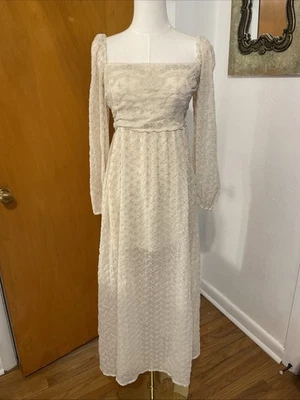Free people ivory/beige maxi eyelet Cottage off the shoulders dress small - Image 1 of 4