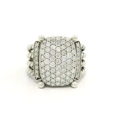 Anillo de cable de diamantes pavé David Yurman Wheaton de plata de ley 16x12 mm Foto 1 de 4