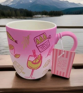 NEW! Lemon Fish Cocktail Pink Ombre By Luna & Sage 18oz Soft Touch Coffee Mug - Picture 1 of 6