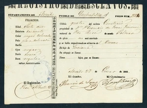SPANISH COLONIAL DOC. / REGISTRO DE ESCLAVOS / QUEBRADILLAS PUERTO RICO 1869 #11 - Picture 1 of 2