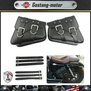 For Sportster 883 Dyna PU Leather Motorcycle Saddle Bags Saddlebag Luggage Bag - Picture 1 of 8