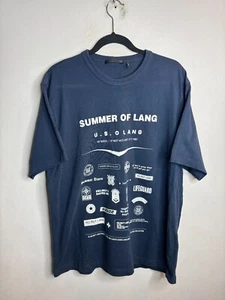 Helmut Lang Summer Of Lang Crew Neck T-Shirt Cotton Mens Size XL Blue 4900 - Picture 1 of 6