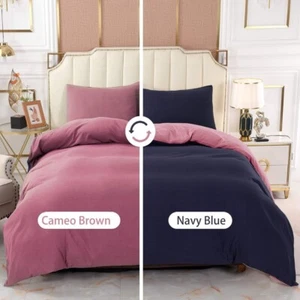 Wellsure Queen Duvet Cover (Navy Blue and Cameo Brown) 3 pcs Bedding Set Duvet C - Bild 1 von 9