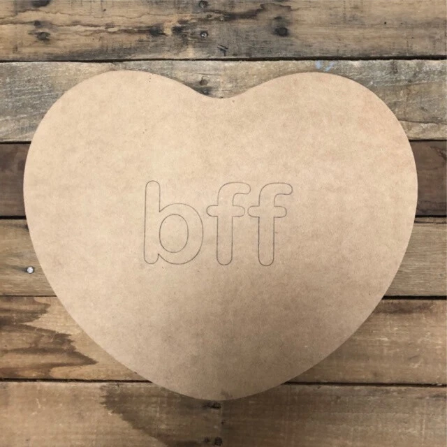 Corazón de San Valentín Bff recorte, forma inacabada, pintura por línea, artesanía grabada, hágalo usted mismo Foto 1 de 1