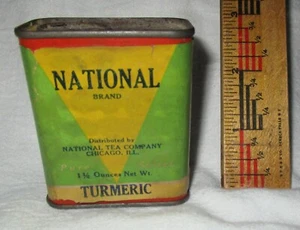 VINTAGE ALTE KURKUMA DOSE DER NATIONALEN MARKE ORIGINAL 1-1/2 oz CHICAGO ILL - Bild 1 von 3