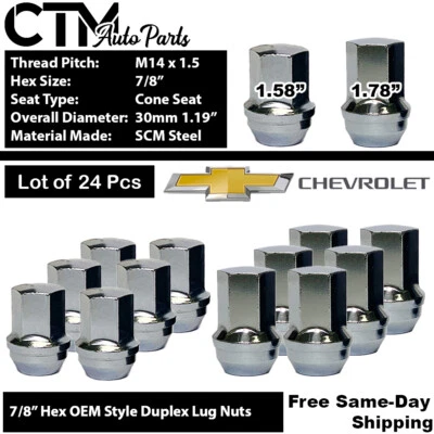 24 piezas CHEVROLET OEM FÁBRICA CROMO M14x1.5 tuerca rueda ajuste rueda hexagonal 7/8" stock Foto 1 de 3