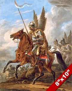 HÚSAR POLACO CABALLERÍA CON ALAS DE ÁNGEL PINTURA LIENZO REAL IMPRESIÓN ARTÍSTICA - Imagen 1 de 5