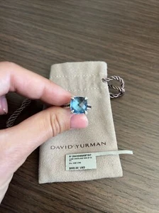 David Yurman Women’s Beautiful Chatelaine Blue Topaz Diamond Silver Ring Size 7 - Picture 1 of 7